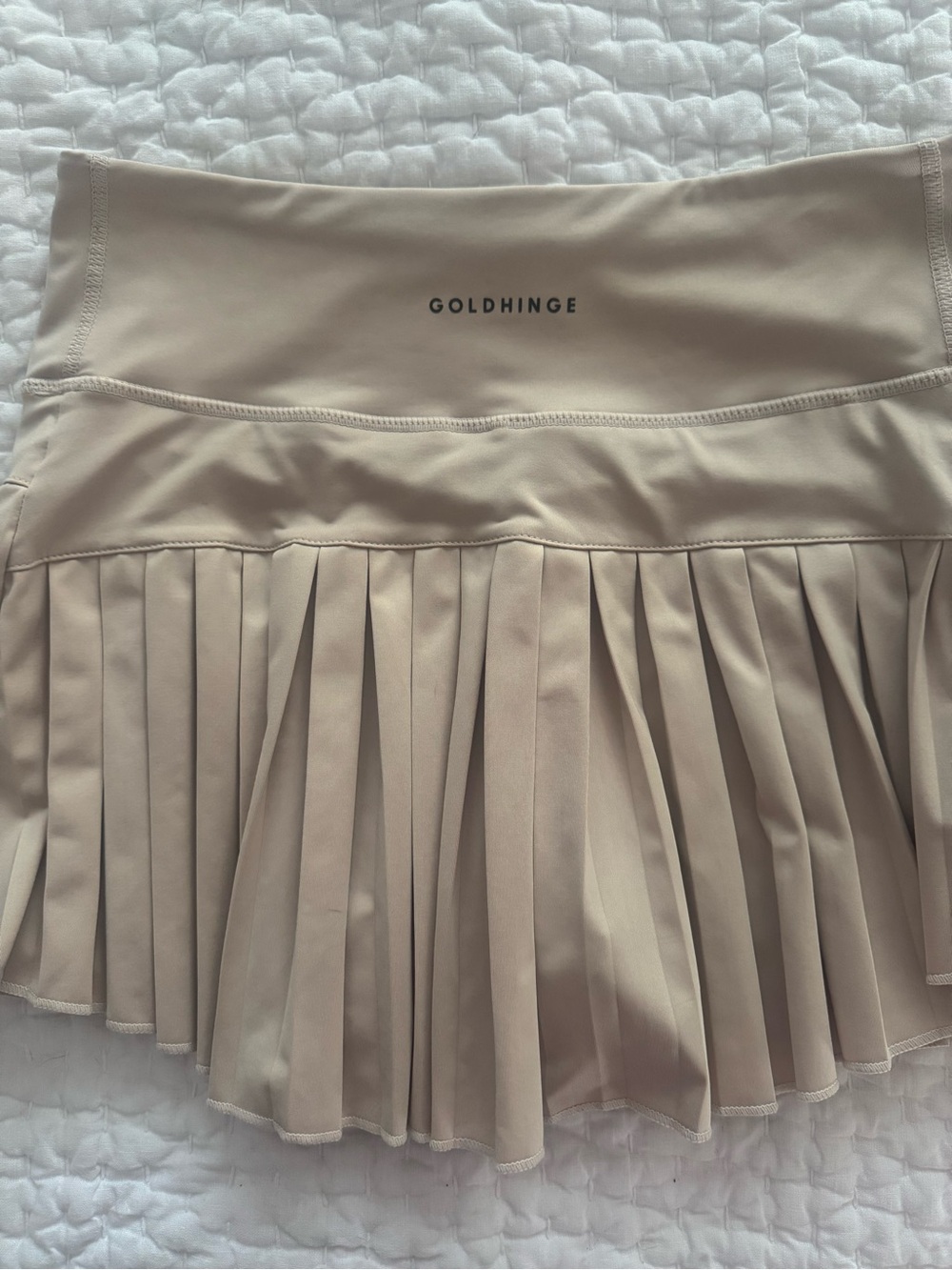 Gold Hinge Pleated Tennis Skirt - Beige/light peachy color, sz Medium. EUC - Picture 2 of 6